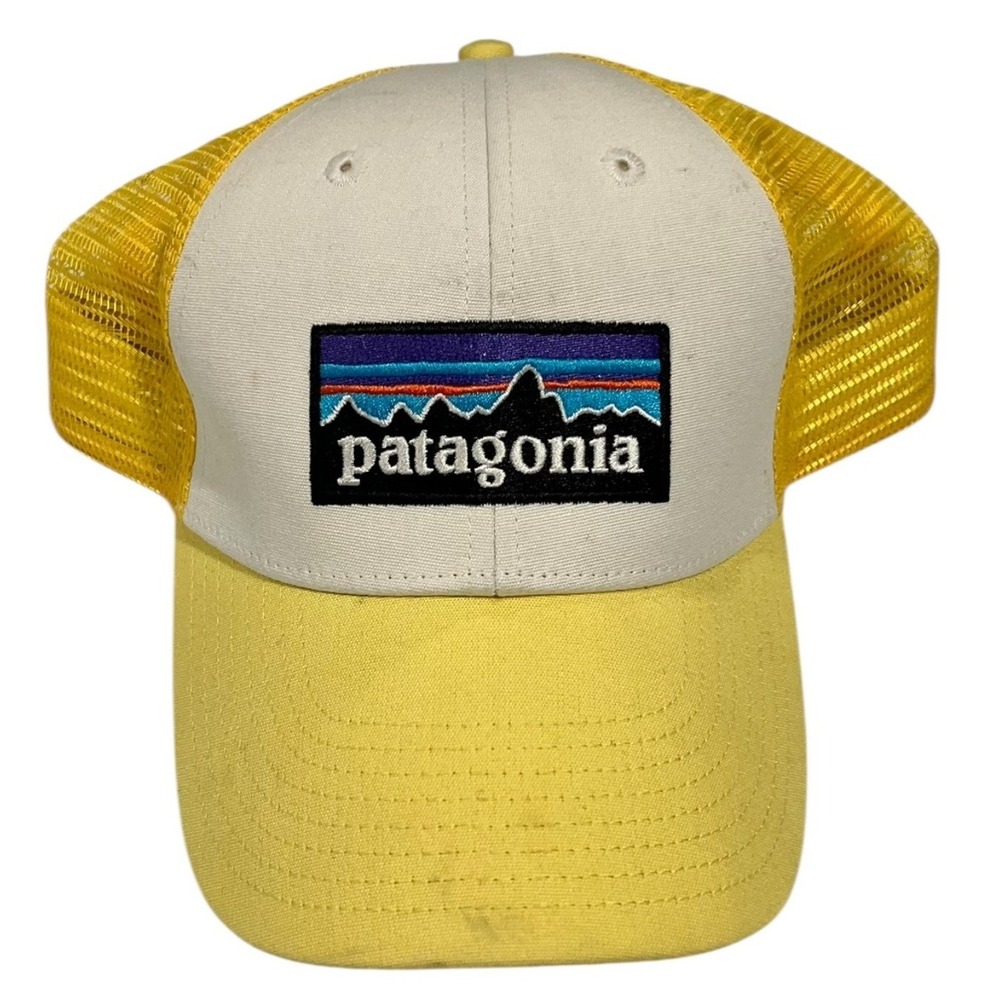 Patagonia P-6 Logo Trucker‎ Hat Yellow Cream Mesh Snapback Cap 38016 SP17 Mens